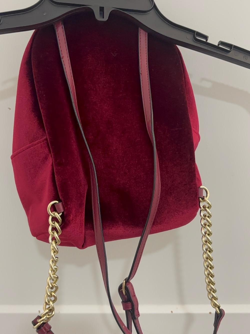 Victoria's Secret Wine Velvet Studded Mini Backpack with Gold Chain - Picture 2 of 5